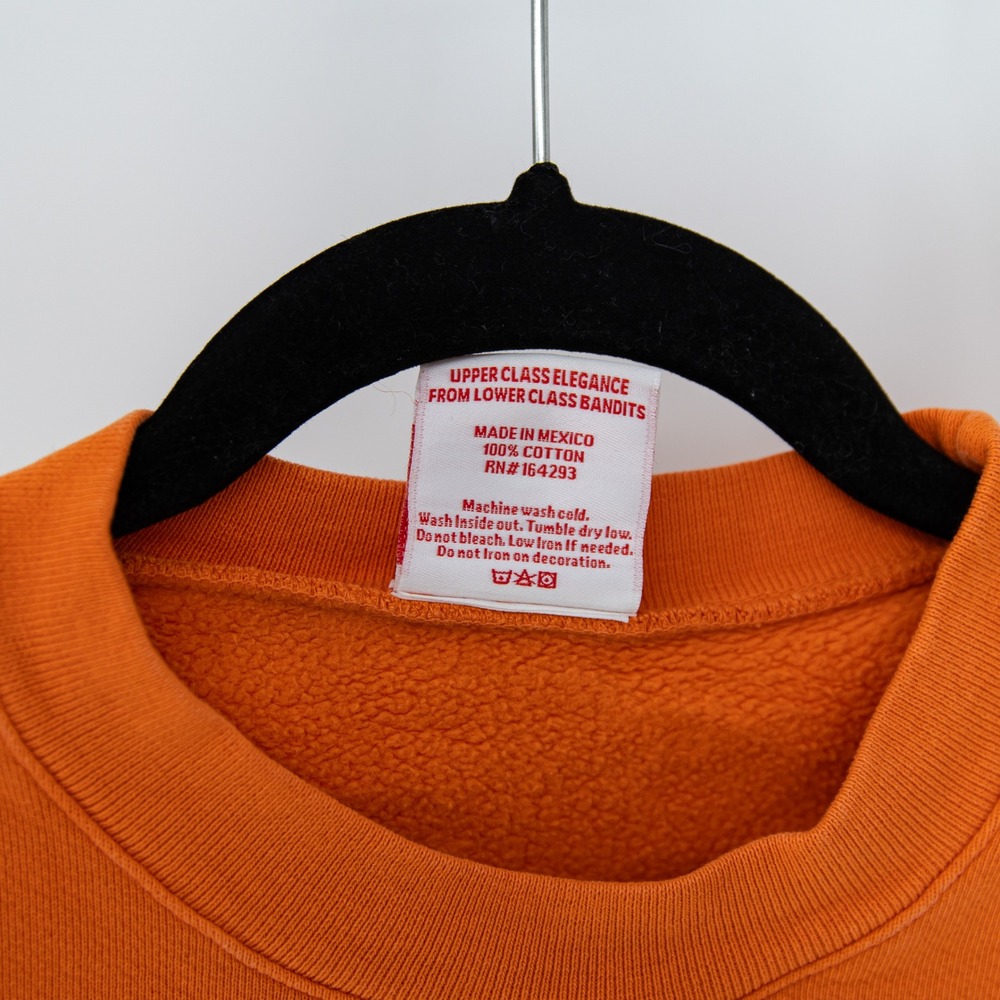Enchante Peach Orange Graphic Print Cotton Fleece Crew Neck Sweatshirt Sweater - Picture 3 of 4